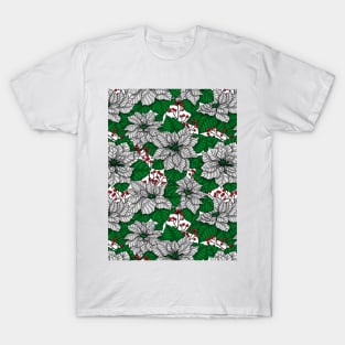 White poinsettia, Christmas pattern T-Shirt